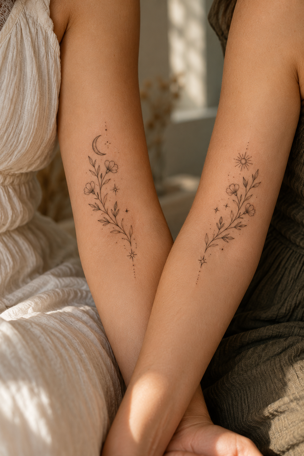 Matching flower tattoos for sisters
