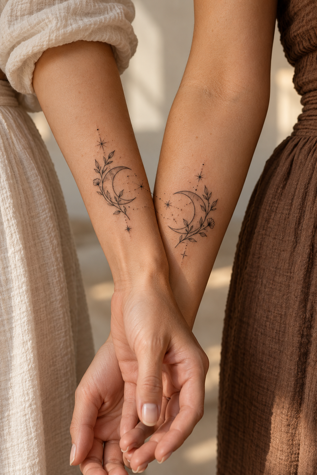 Tiny matching animal tattoos for sisters