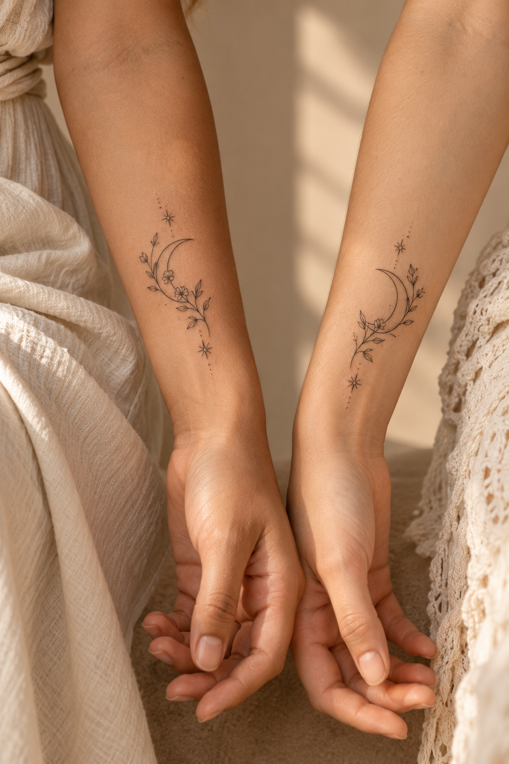 Placement-led matching tattoos for sisters