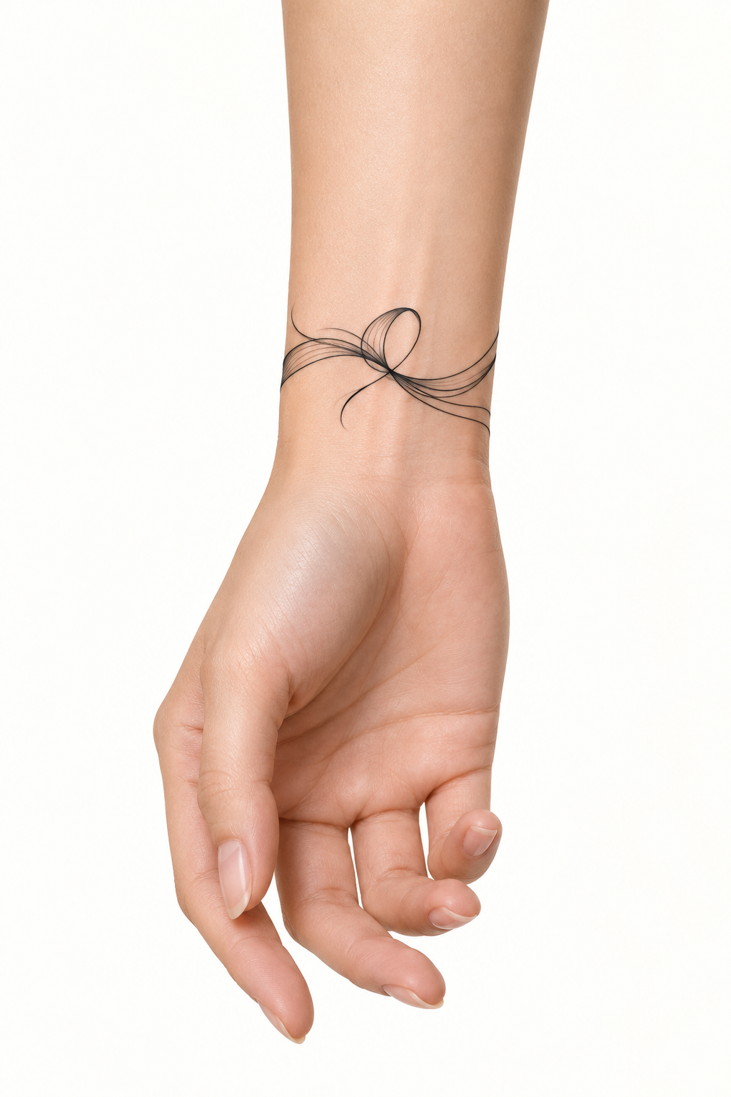 minimalist ribbon tattoos: inner wrist loop