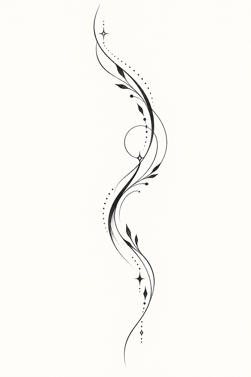 minimalist ribbon tattoos: behind-ear curve