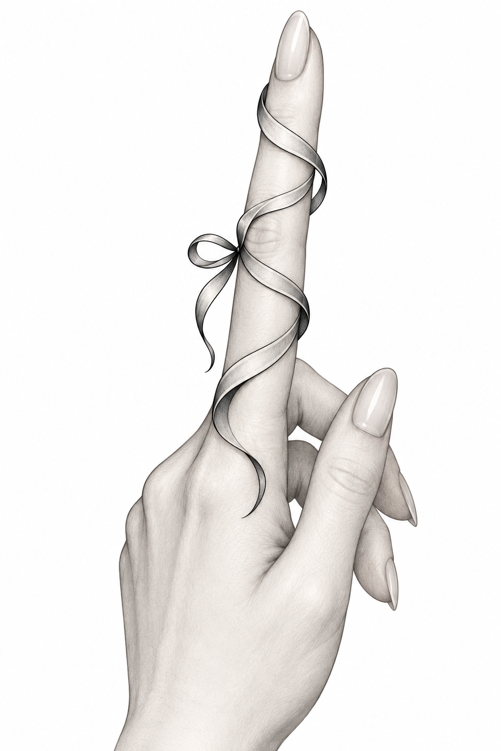 minimalist ribbon tattoos: finger ribbon