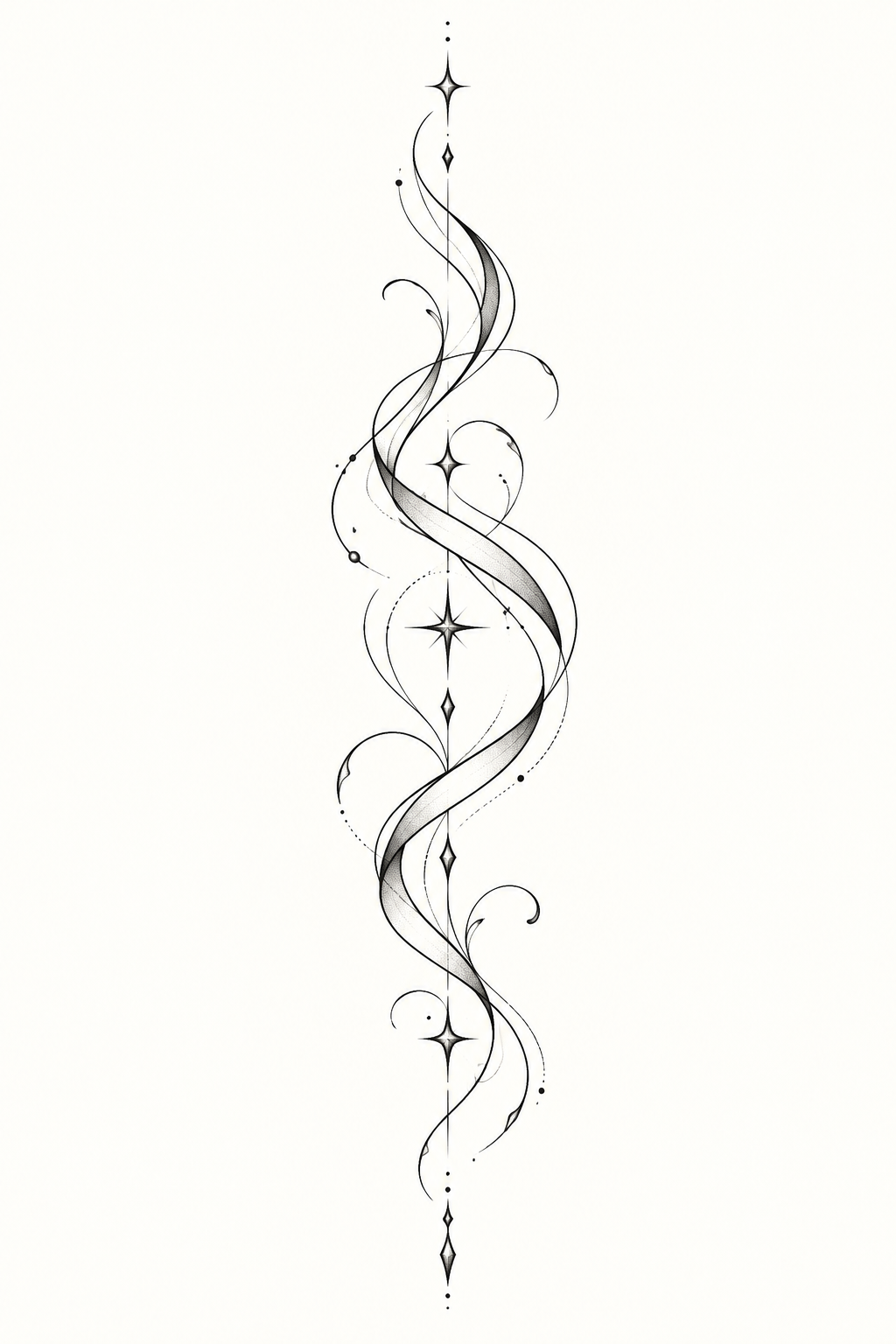 minimalist ribbon tattoos: spine-trail ribbon