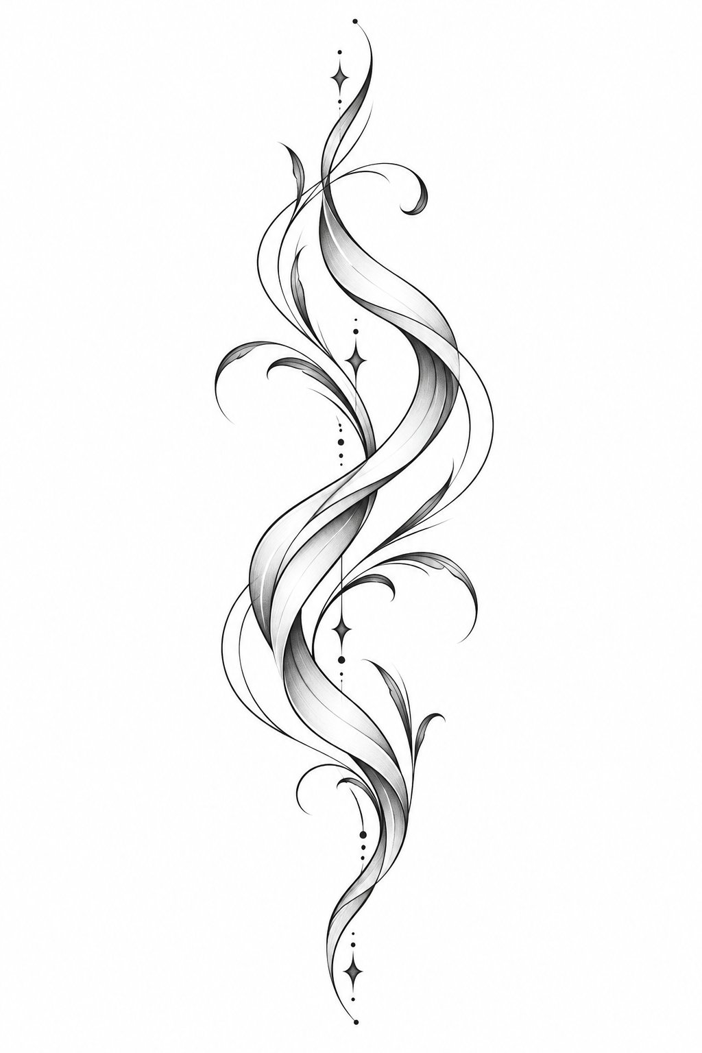 minimalist ribbon tattoos: calf linework