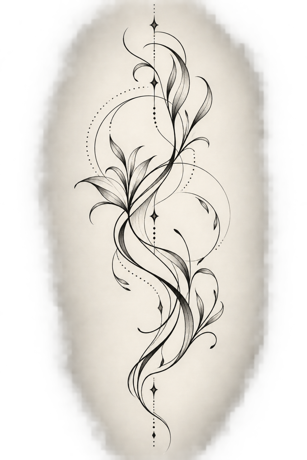minimalist ribbon tattoos: thigh sweep