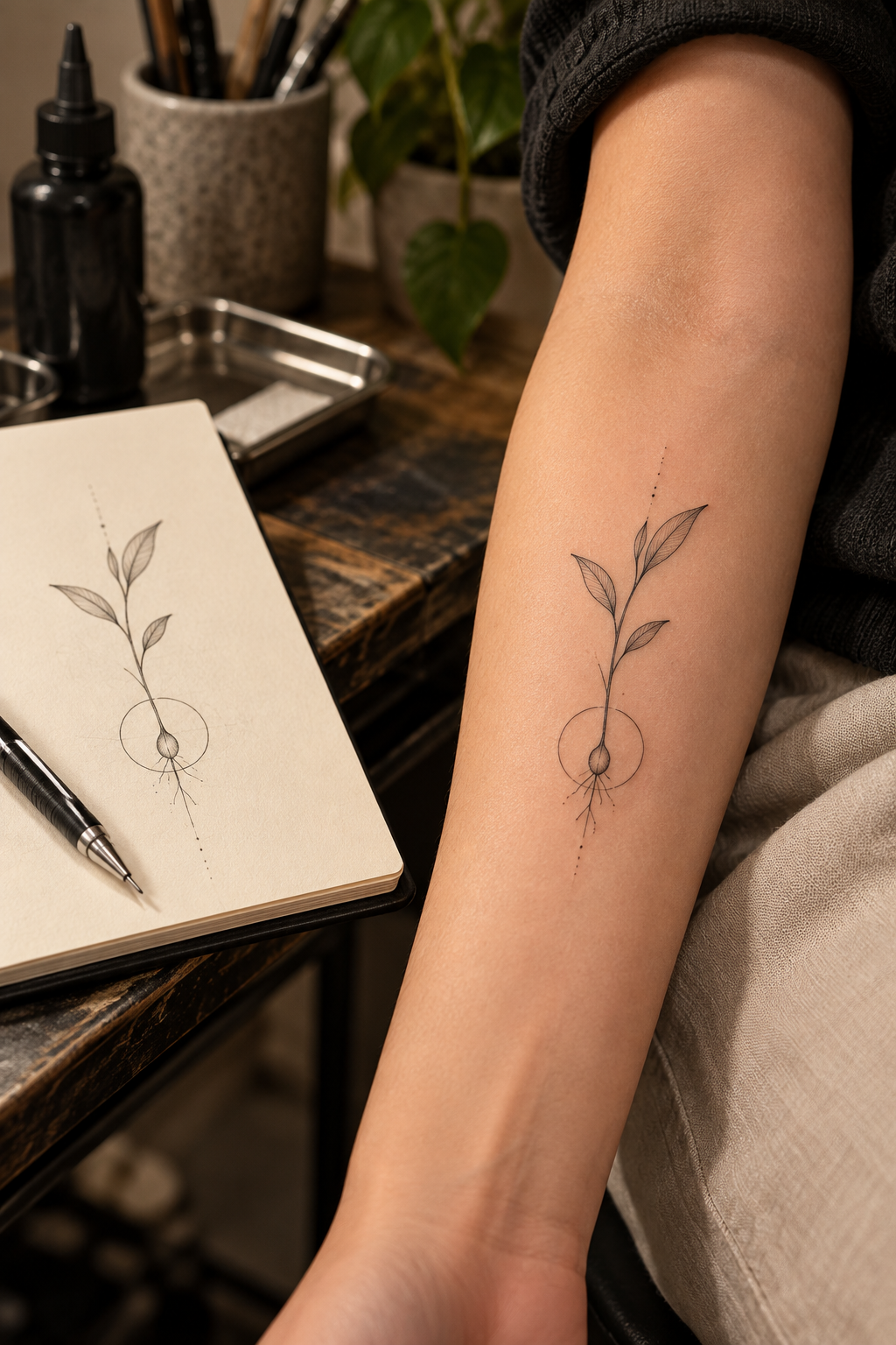 new year resolution tattoo idea 11: floral cursive script