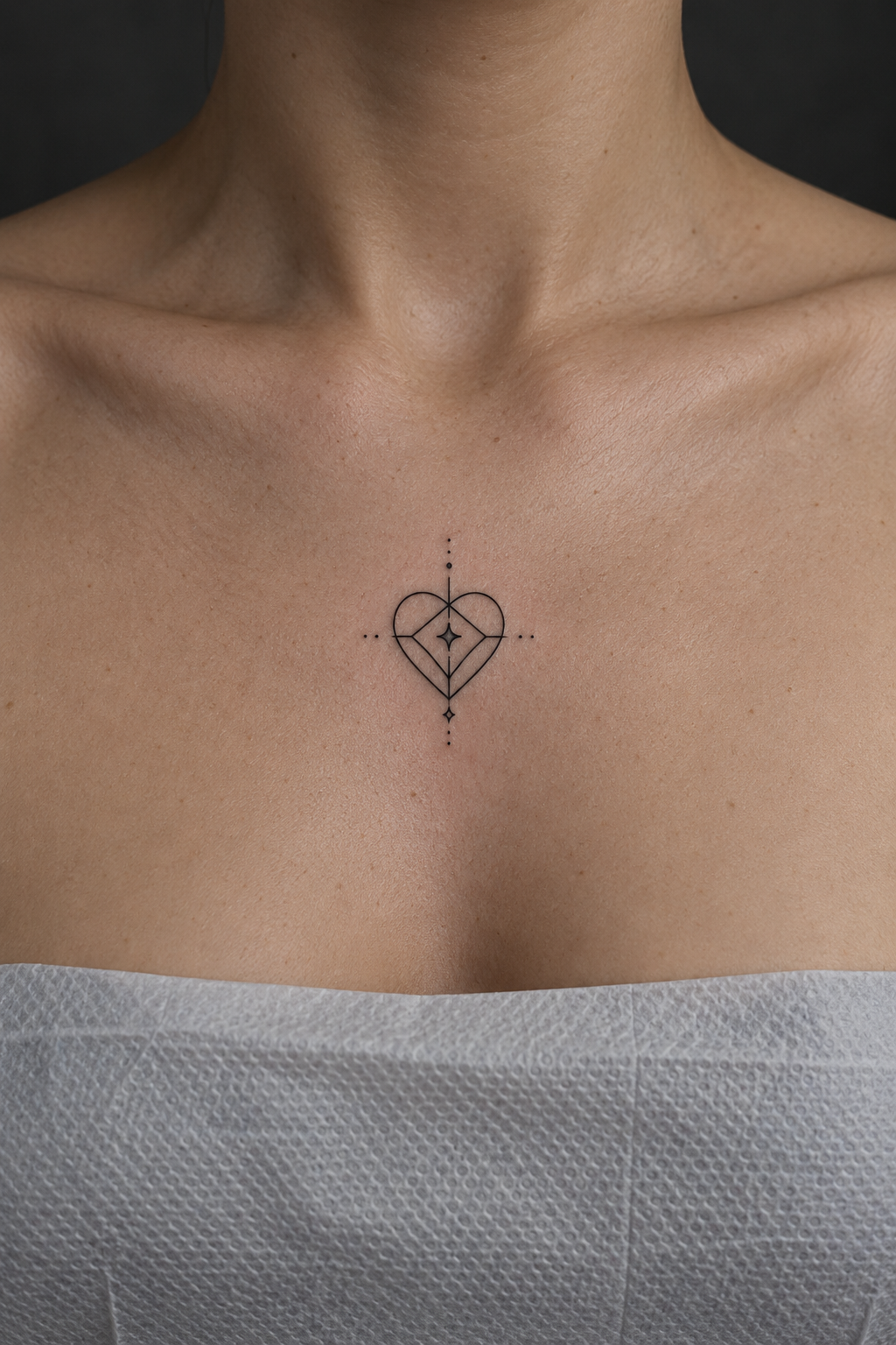 Fine-line moth small chest tattoo idea