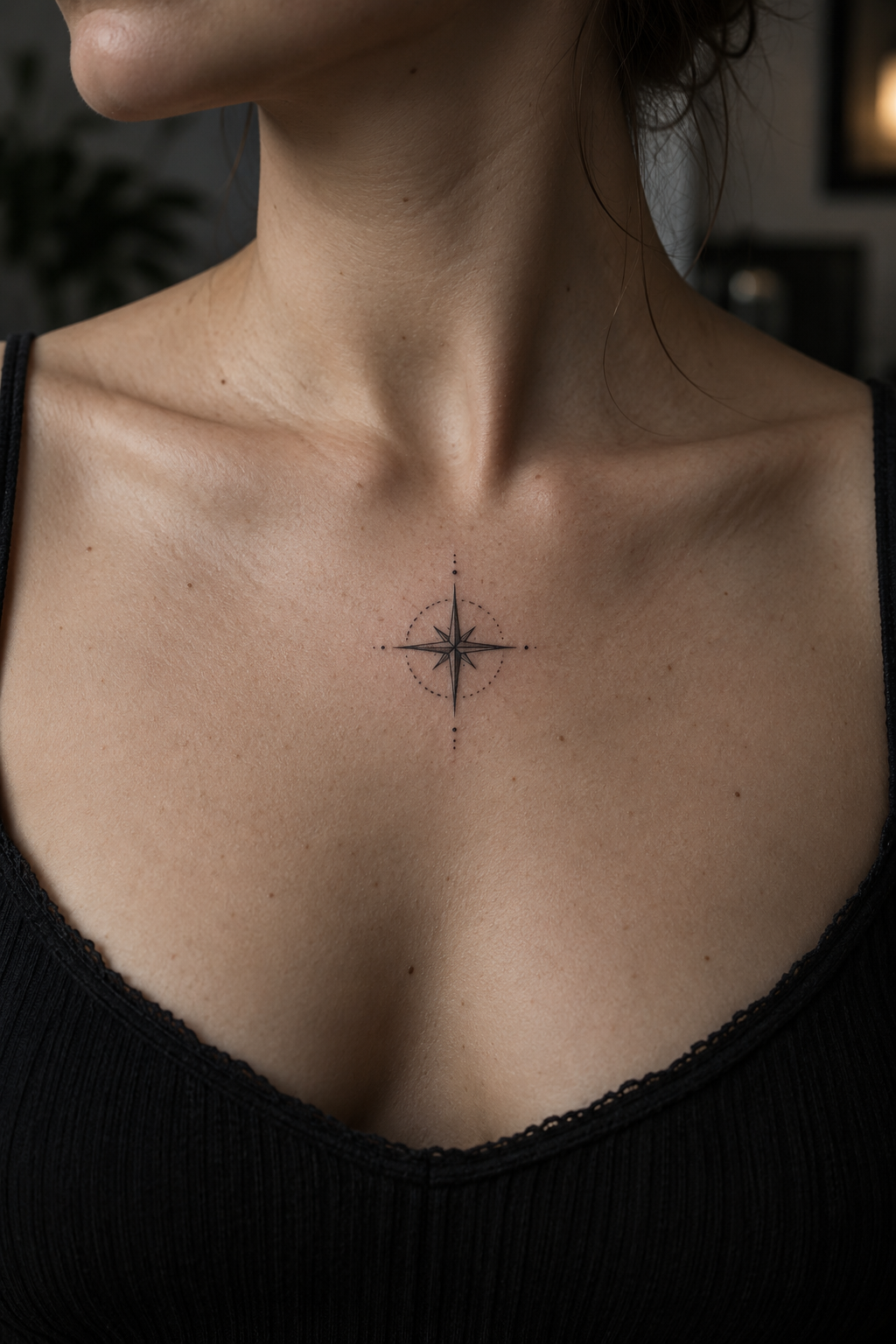Petite butterfly small chest tattoo idea