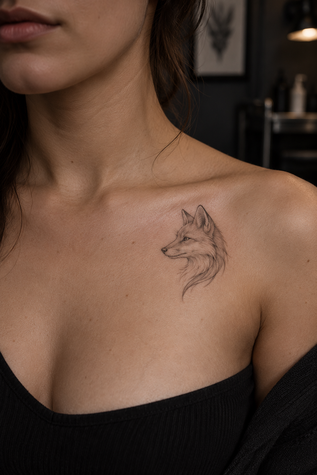 Small abstract wave small chest tattoo idea
