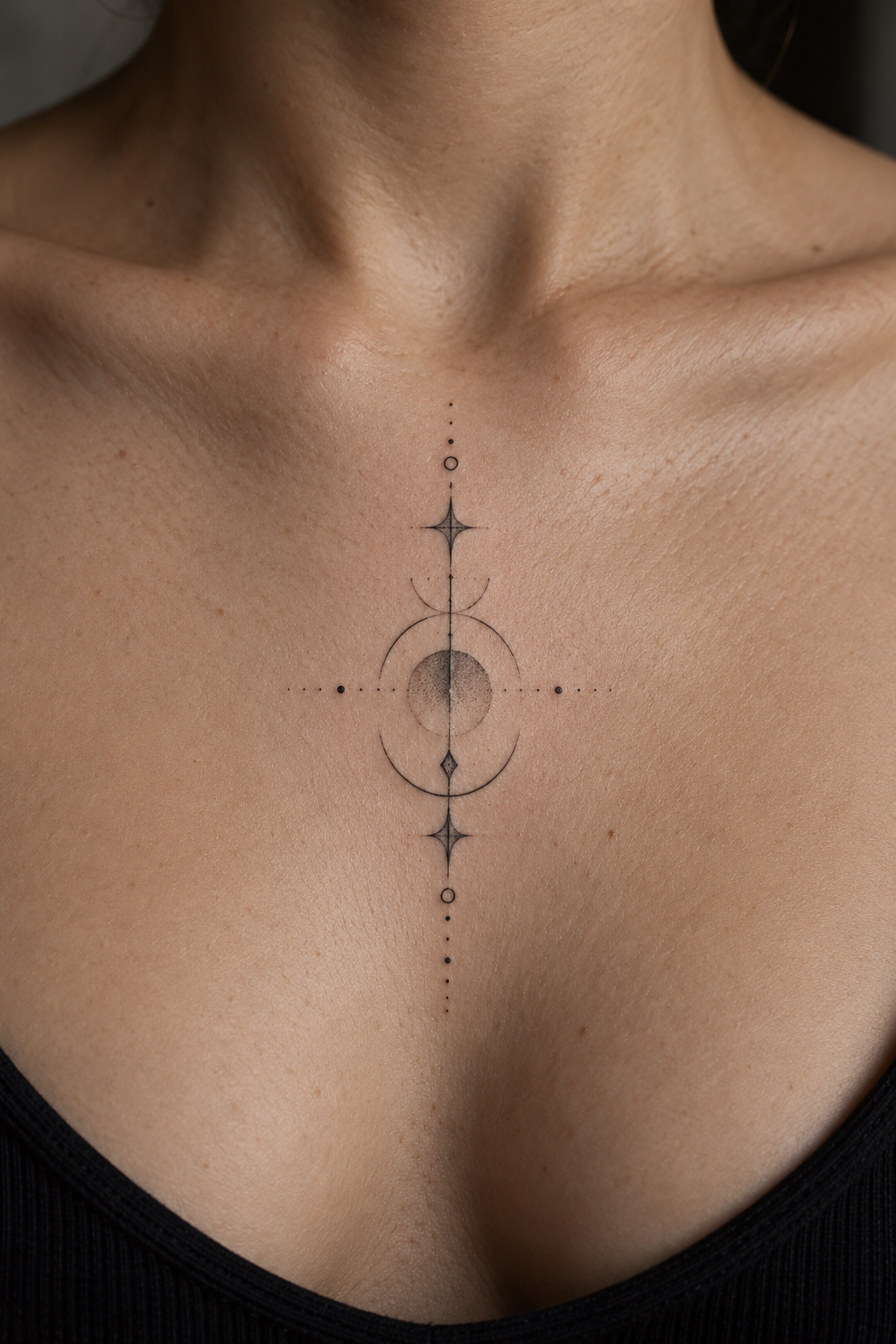 Compact animal profile small chest tattoo idea