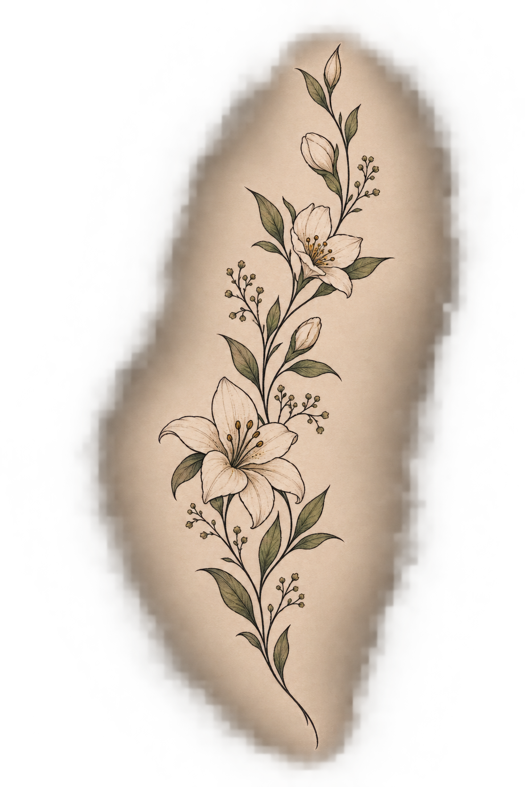 Elegant Vine small thigh tattoo idea