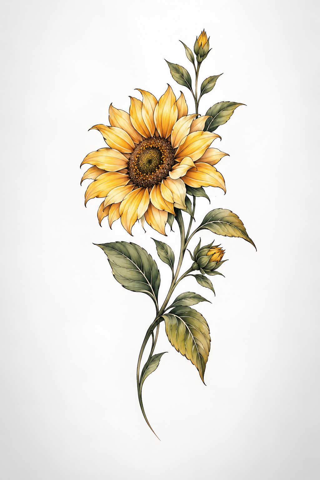Small Sunflower small thigh tattoo idea