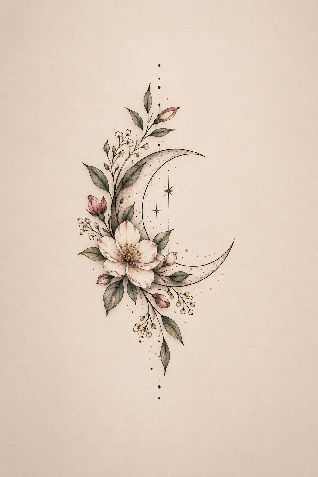 Small Crescent Moon small thigh tattoo idea