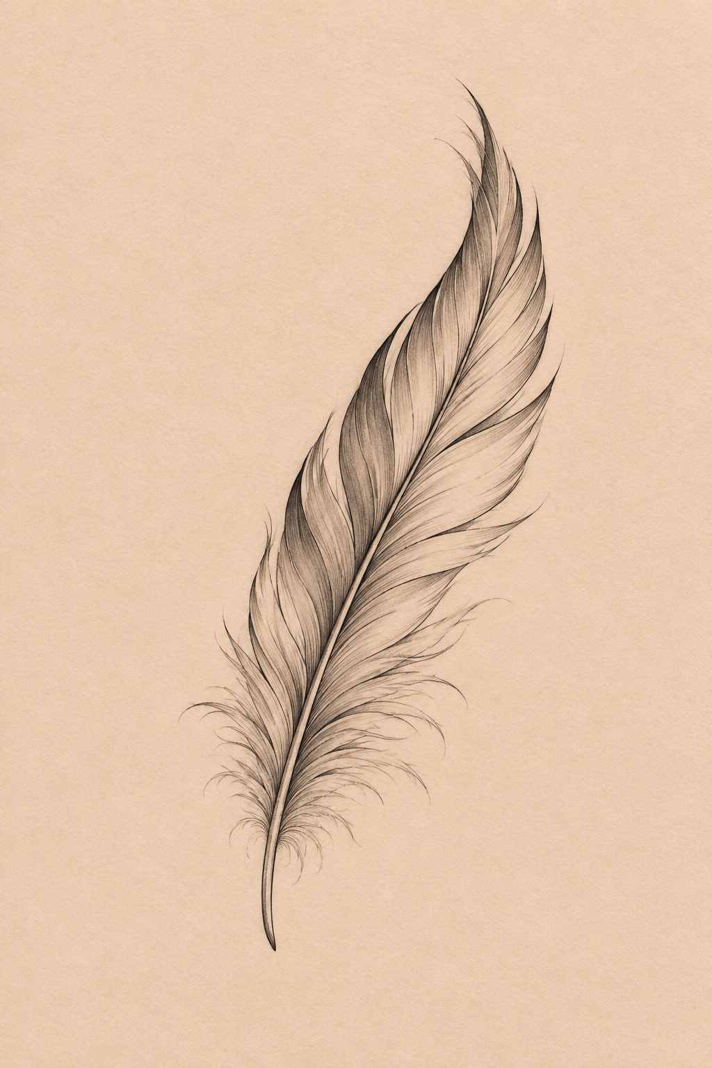 Delicate Feather small thigh tattoo idea