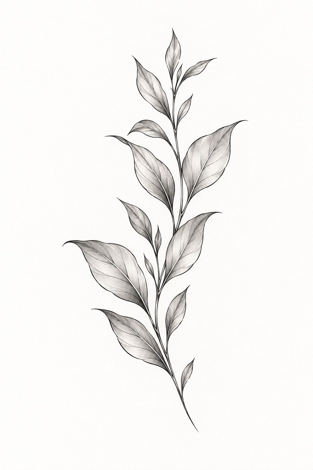 Fine Line Leaf small thigh tattoo idea