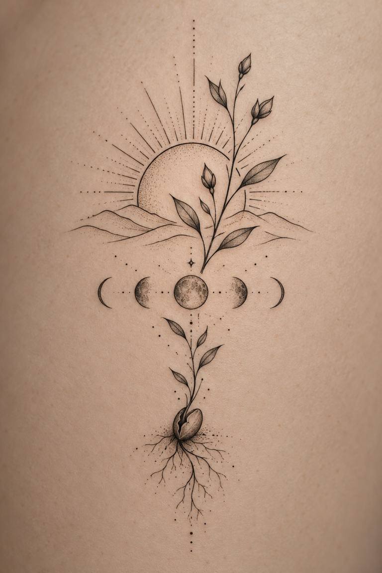 Fresh start tattoo idea in a refined editorial studio setting