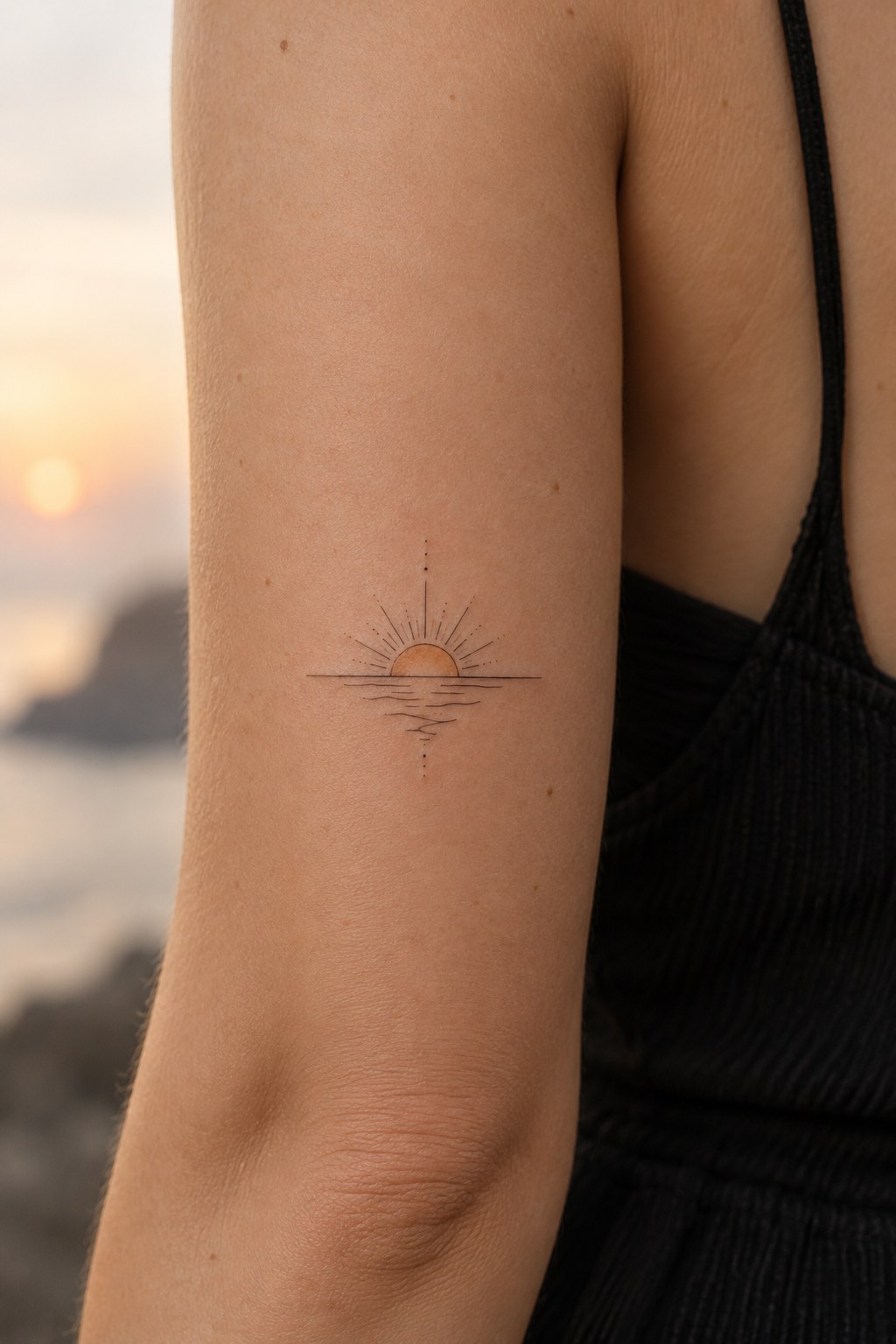 Tiny Sunrise summer tattoo idea