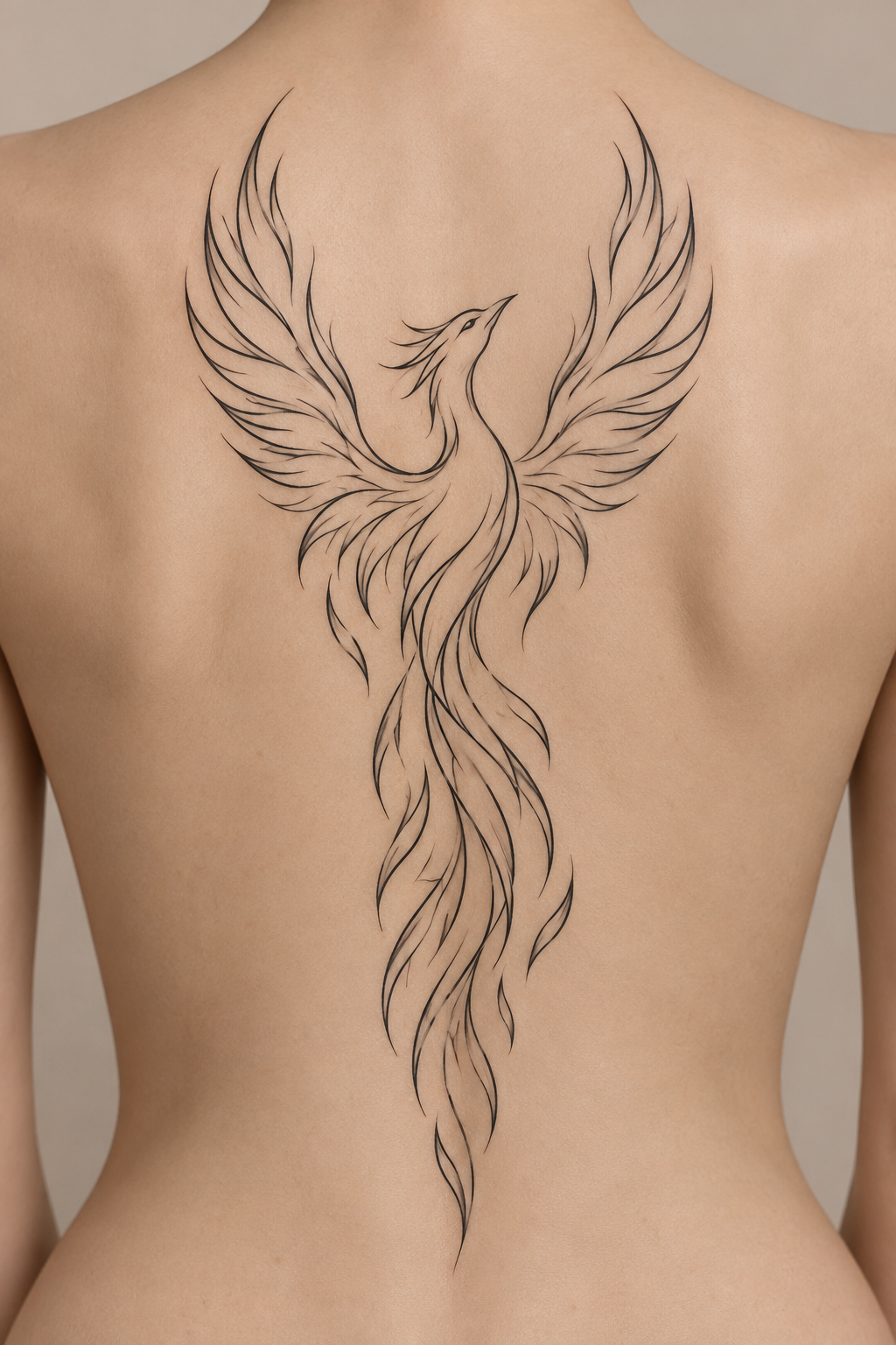 Phoenix Outline summer tattoo idea