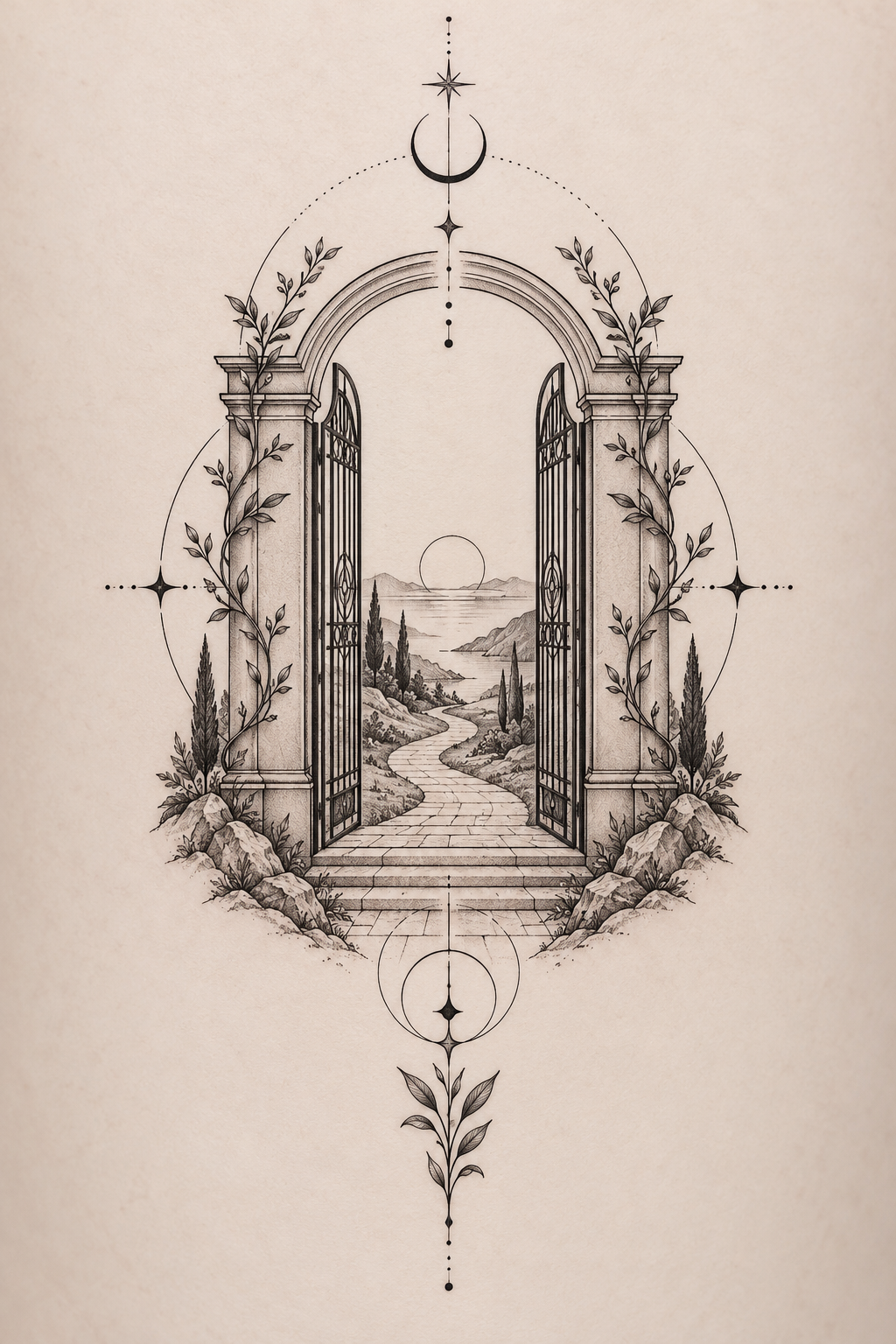 Path Through a Gate summer tattoo idea