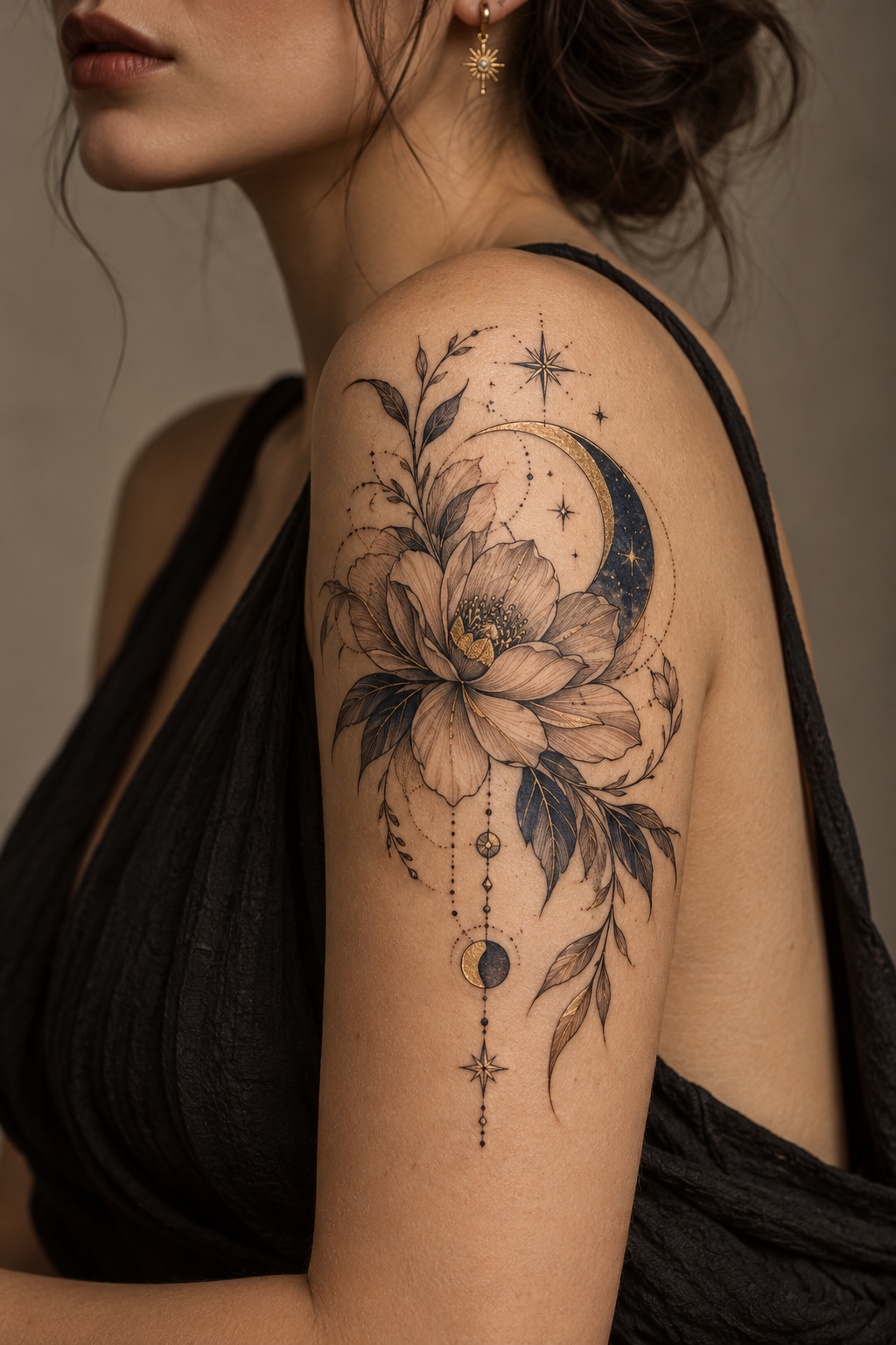 celestial flower meaningful tattoo idea