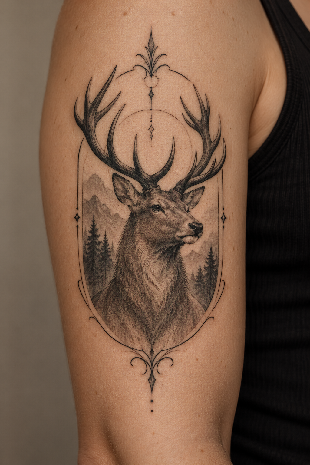 stag in a frame meaningful tattoo idea
