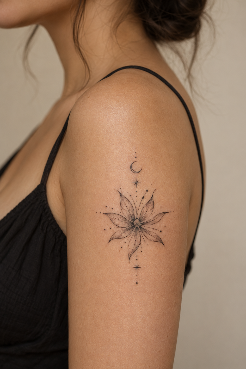 Celestial Flower Design small meaningful tattoo idea