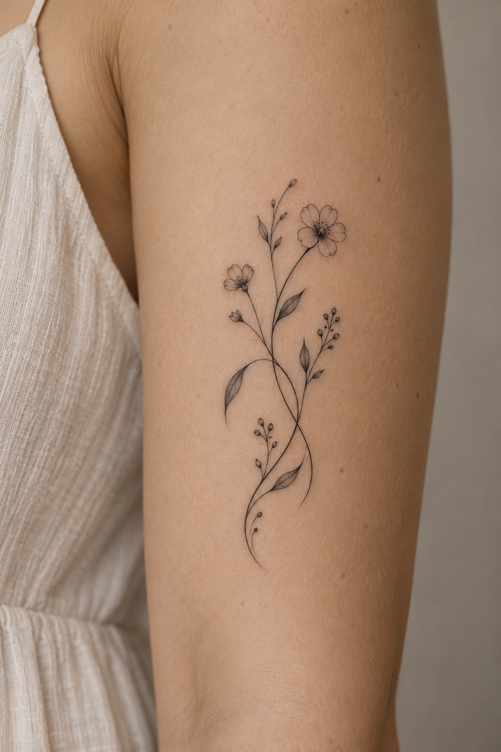 Name with Flowers small meaningful tattoo idea
