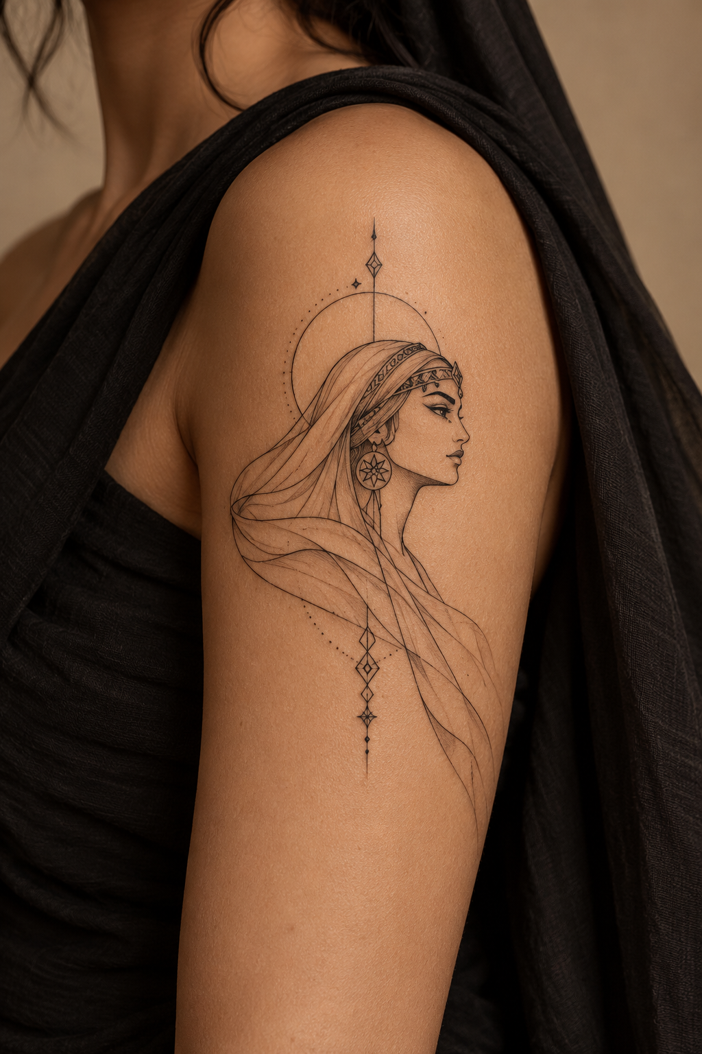 Arabic Female Warrior Design small meaningful tattoo idea