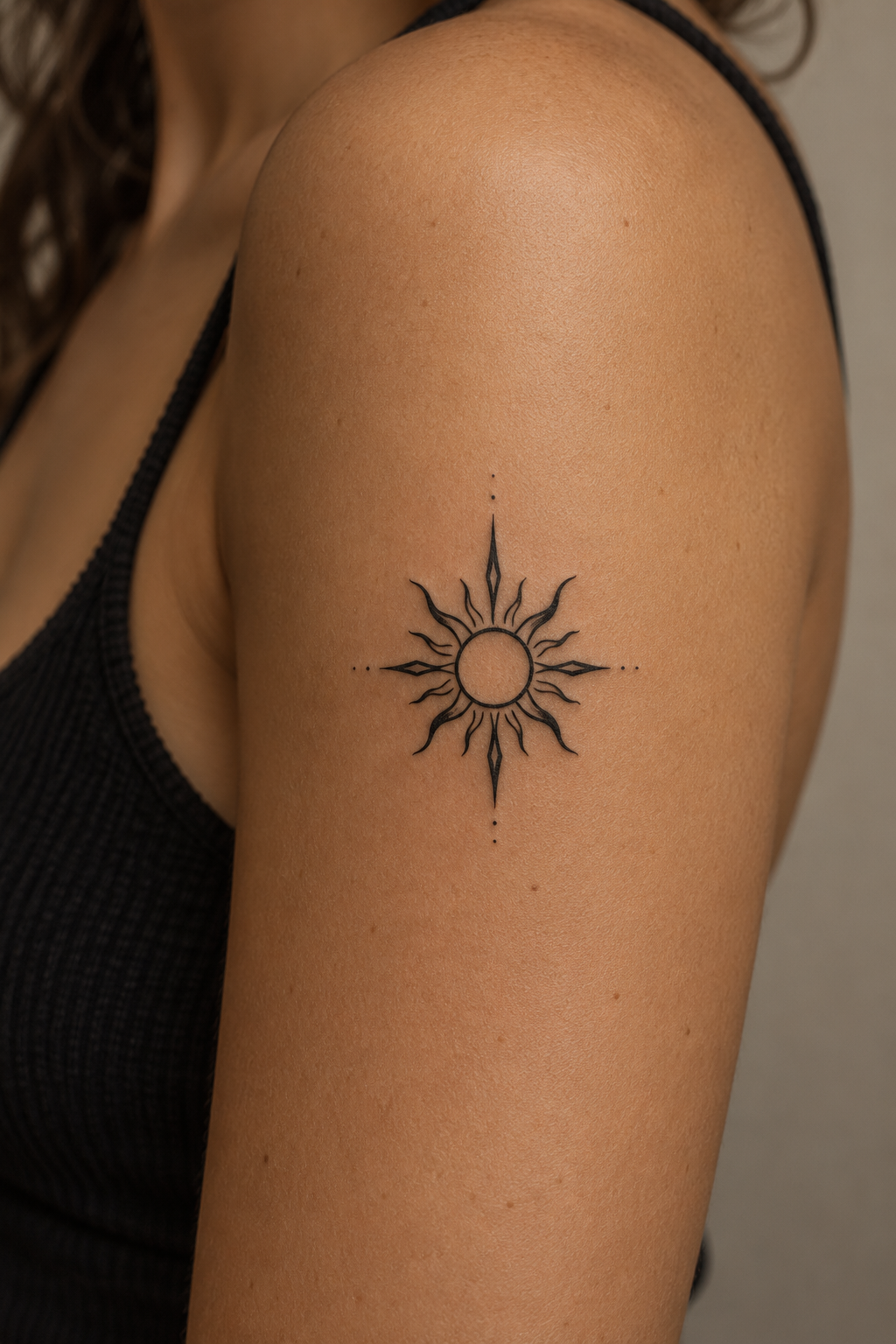 Tribal Sun Tattoo small meaningful tattoo idea