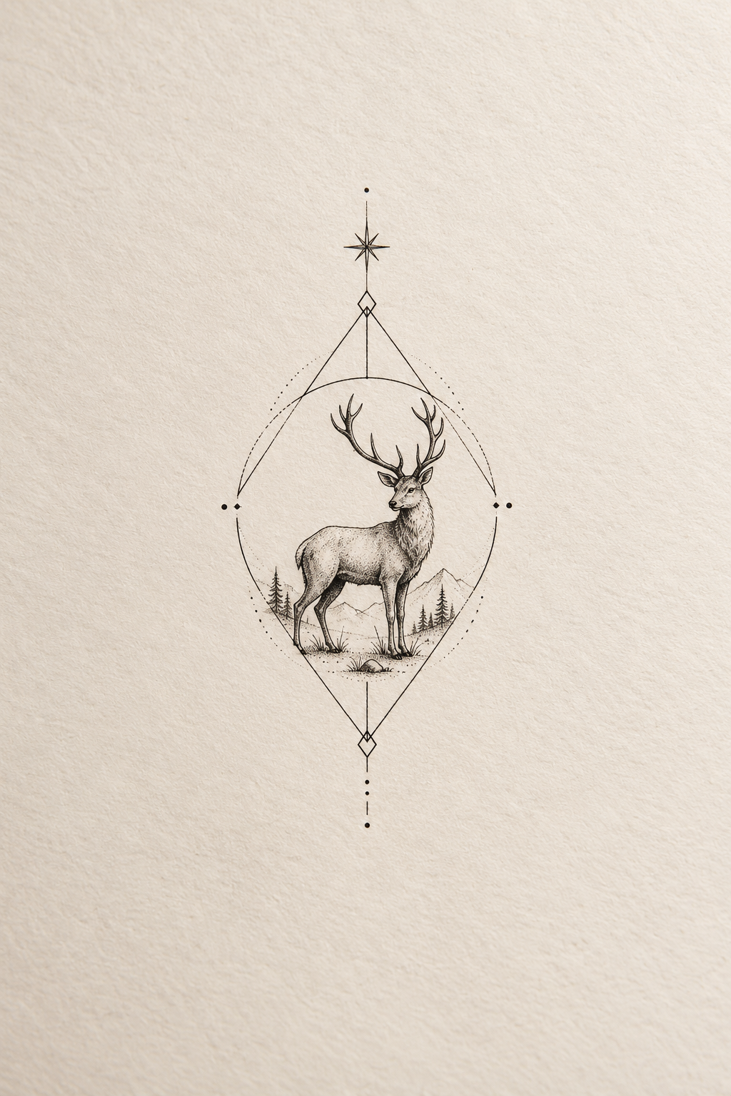 Small Stag in a Frame small meaningful tattoo idea