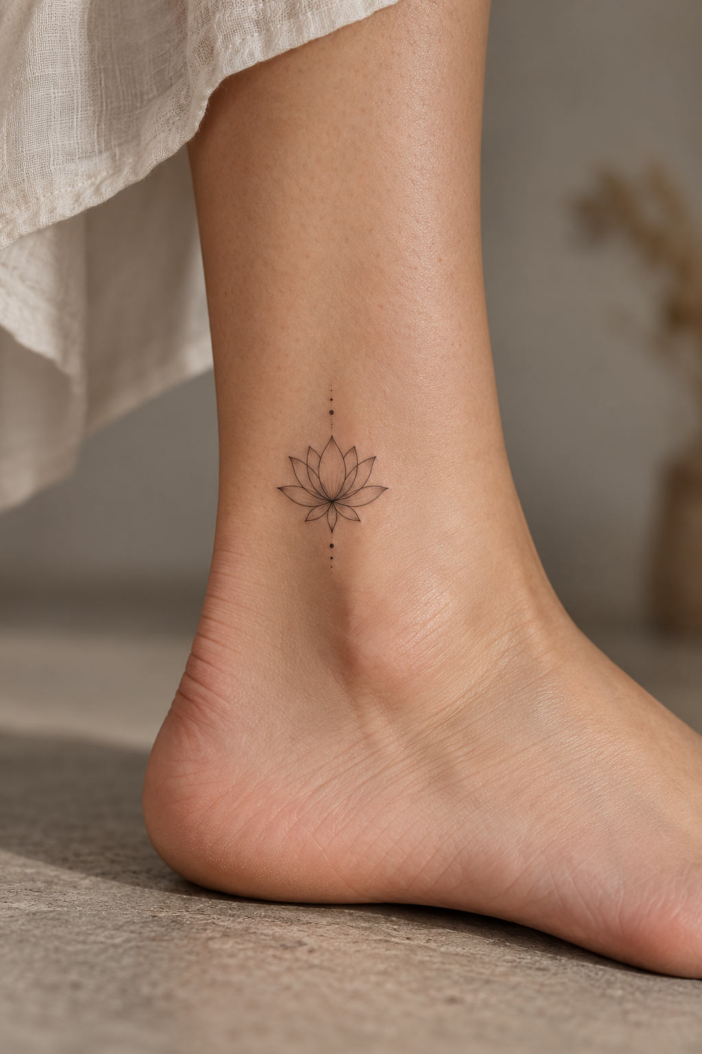 Small Meaningful Lotus on Ankle small meaningful tattoo idea