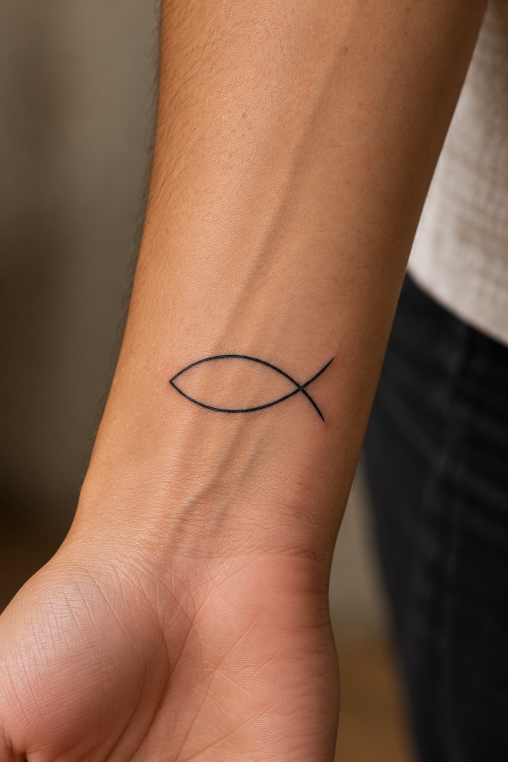 Christian Fish Symbol Tattoo Ideas featuring anchor with fish on the forearm