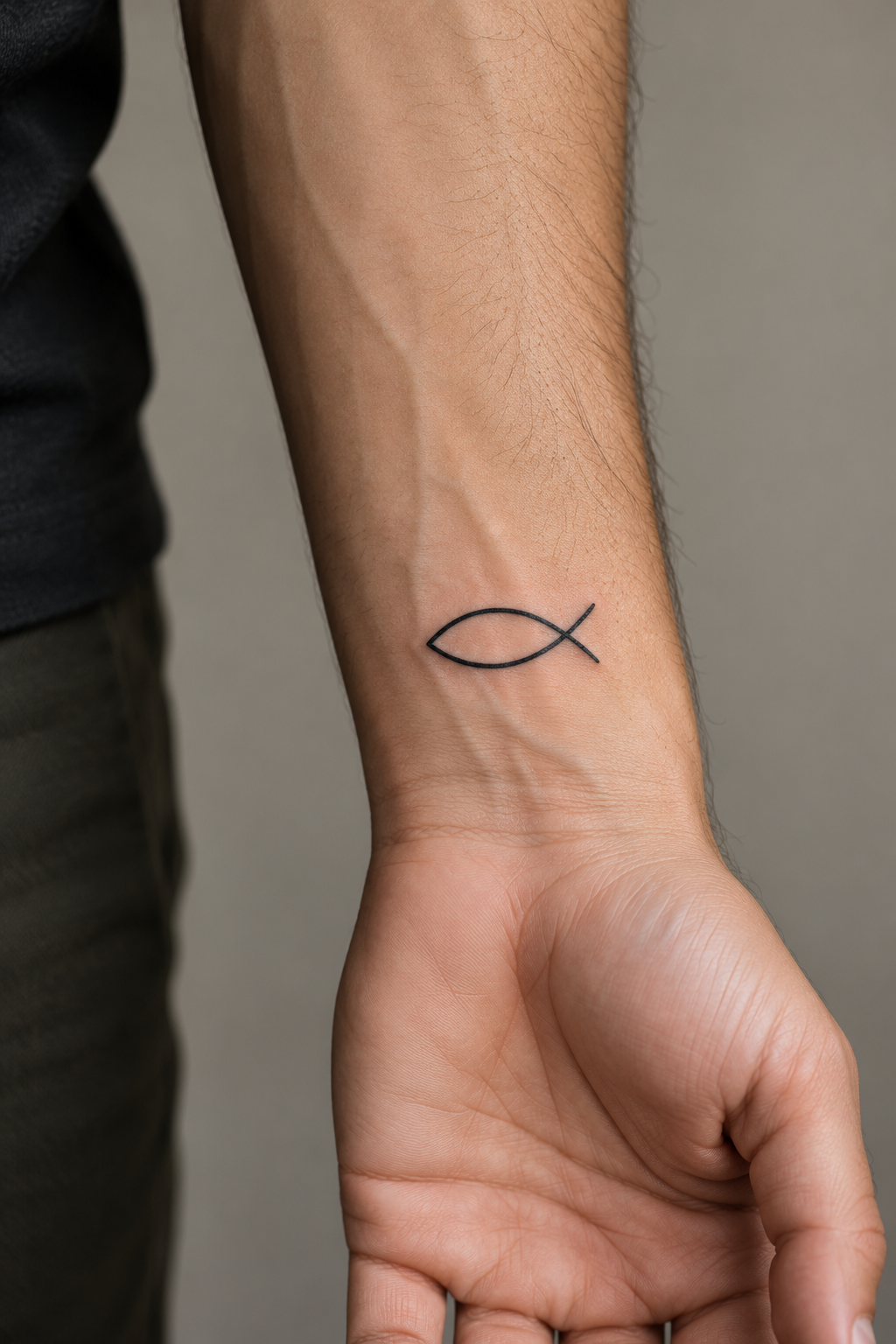 Christian Fish Symbol Tattoo Ideas featuring fish symbol with verse on the forearm