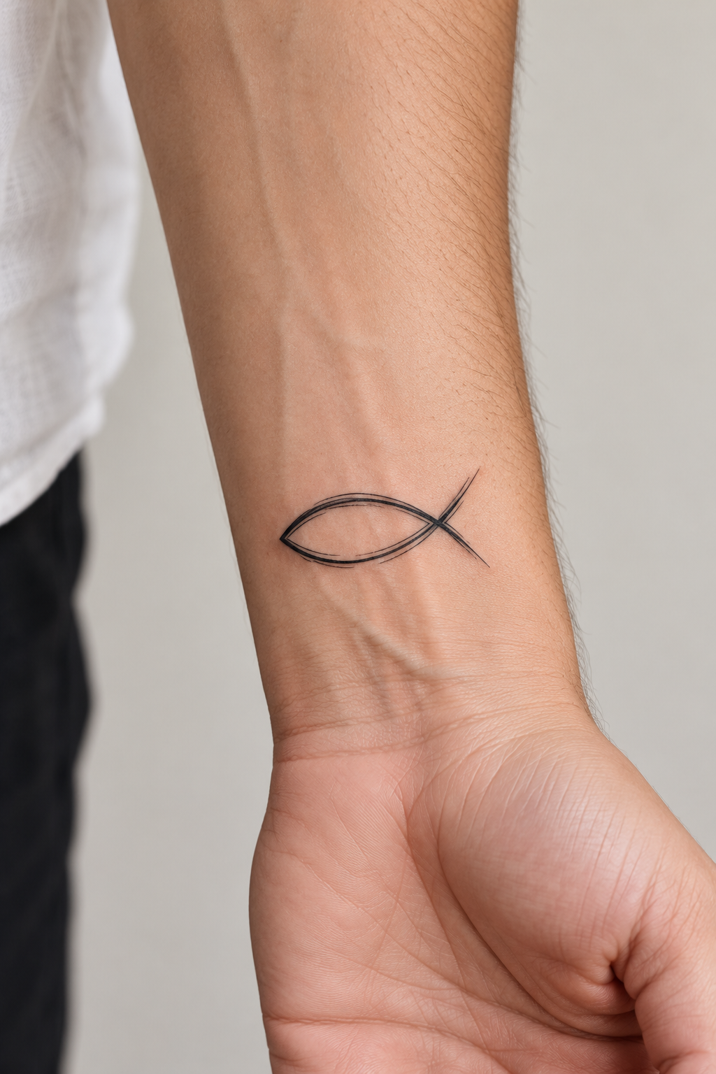 Christian Fish Symbol Tattoo Ideas featuring dotwork fish on the ankle