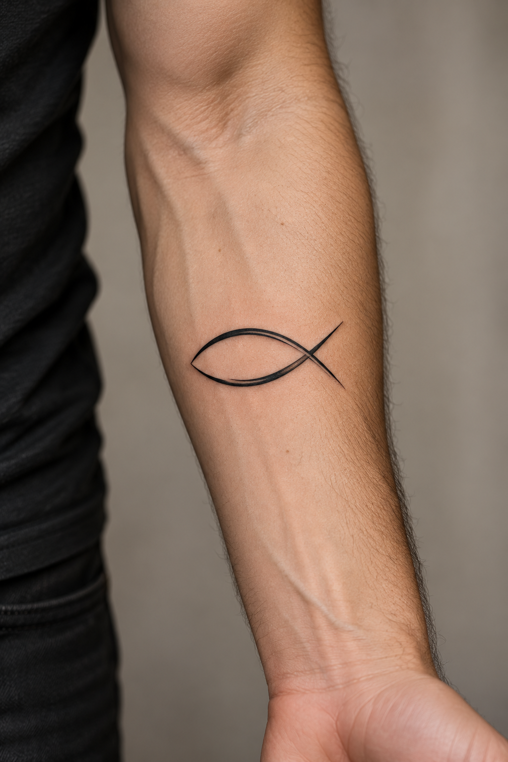 Christian Fish Symbol Tattoo Ideas featuring fish symbol on the thigh