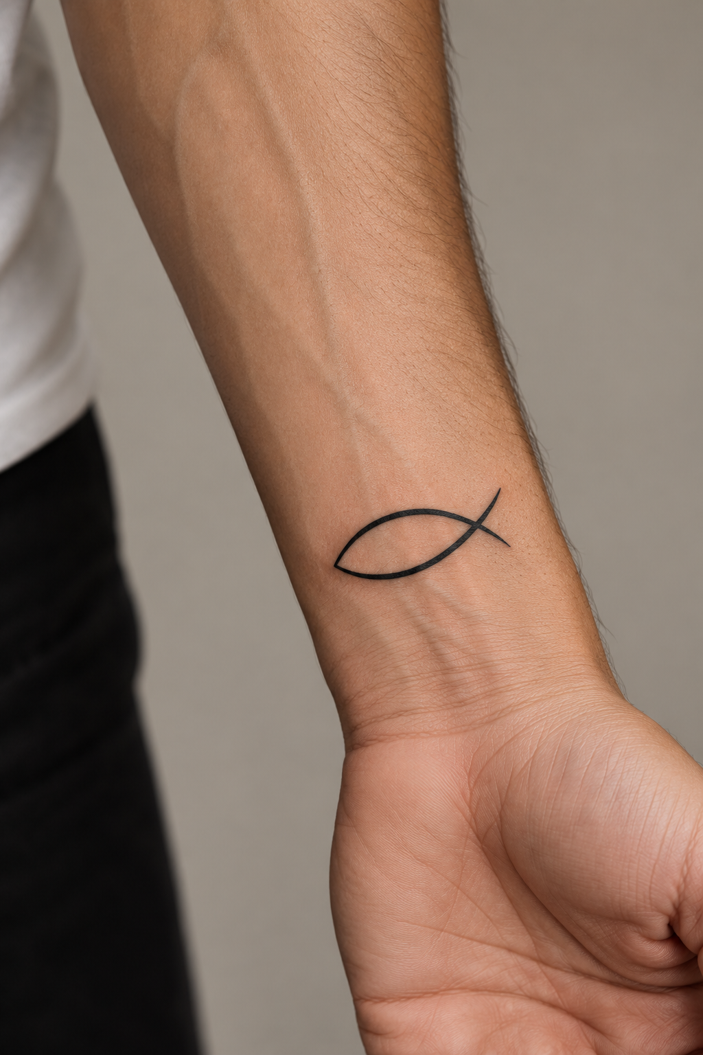 Christian Fish Symbol Tattoo Ideas featuring a cross tattoo runs down the spine