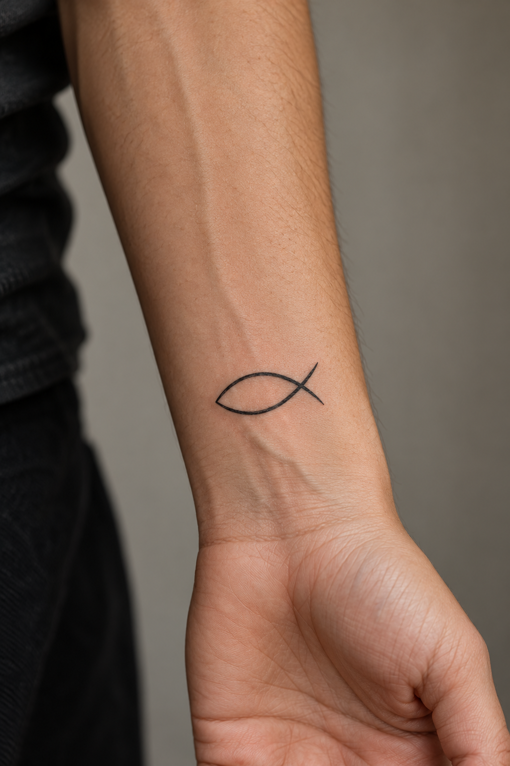 Christian Fish Symbol Tattoo Ideas featuring linked fish symbols on the finger
