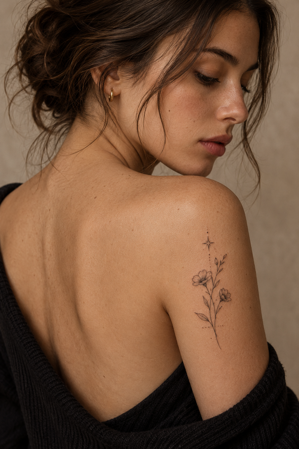 Tiny flowers at the ankle cute small tattoo idea