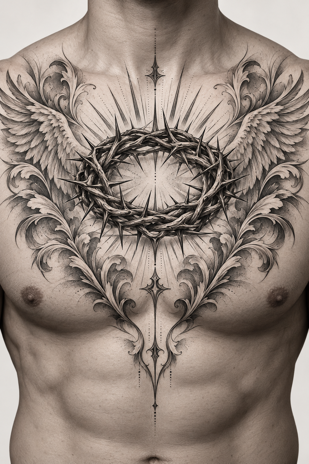 Crown of Thorns Christian chest tattoo idea