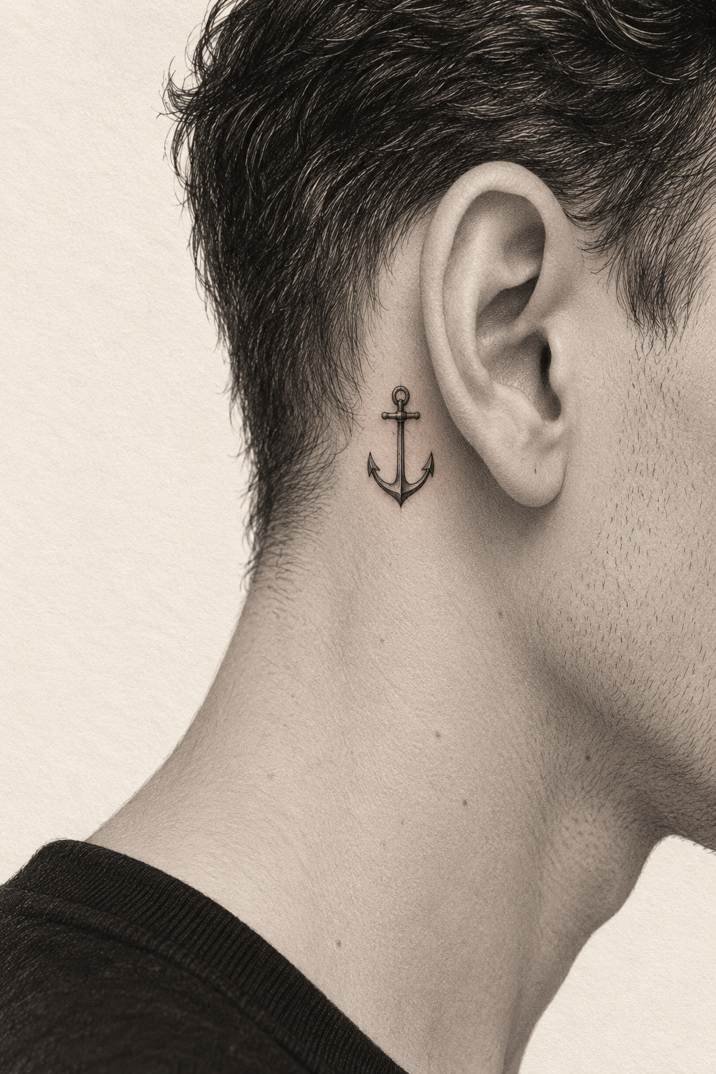 Anchor tattoo behind the ear Christian tattoo idea