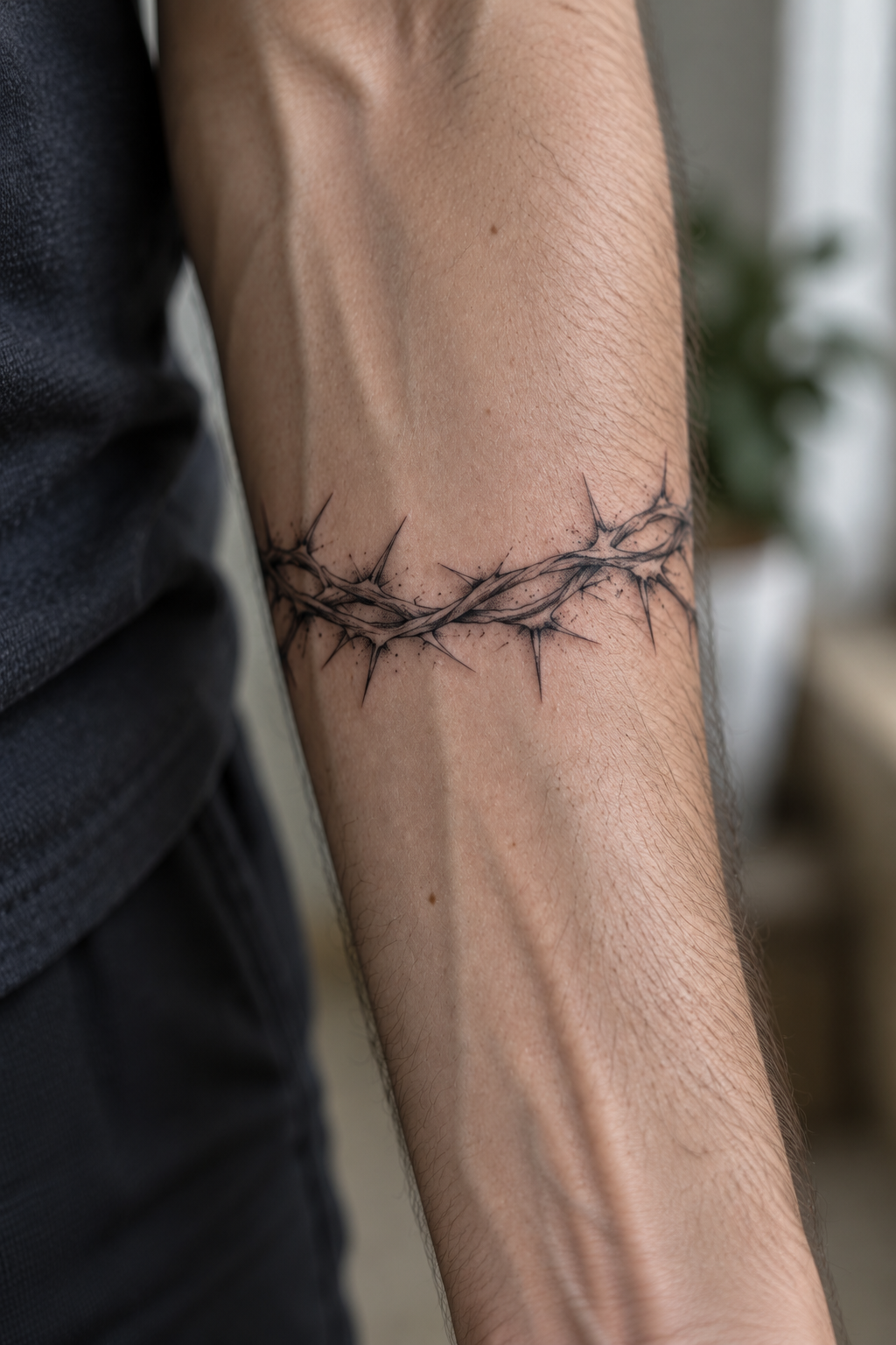 A crown of thorns tattoo on the inner wrist Christian tattoo idea