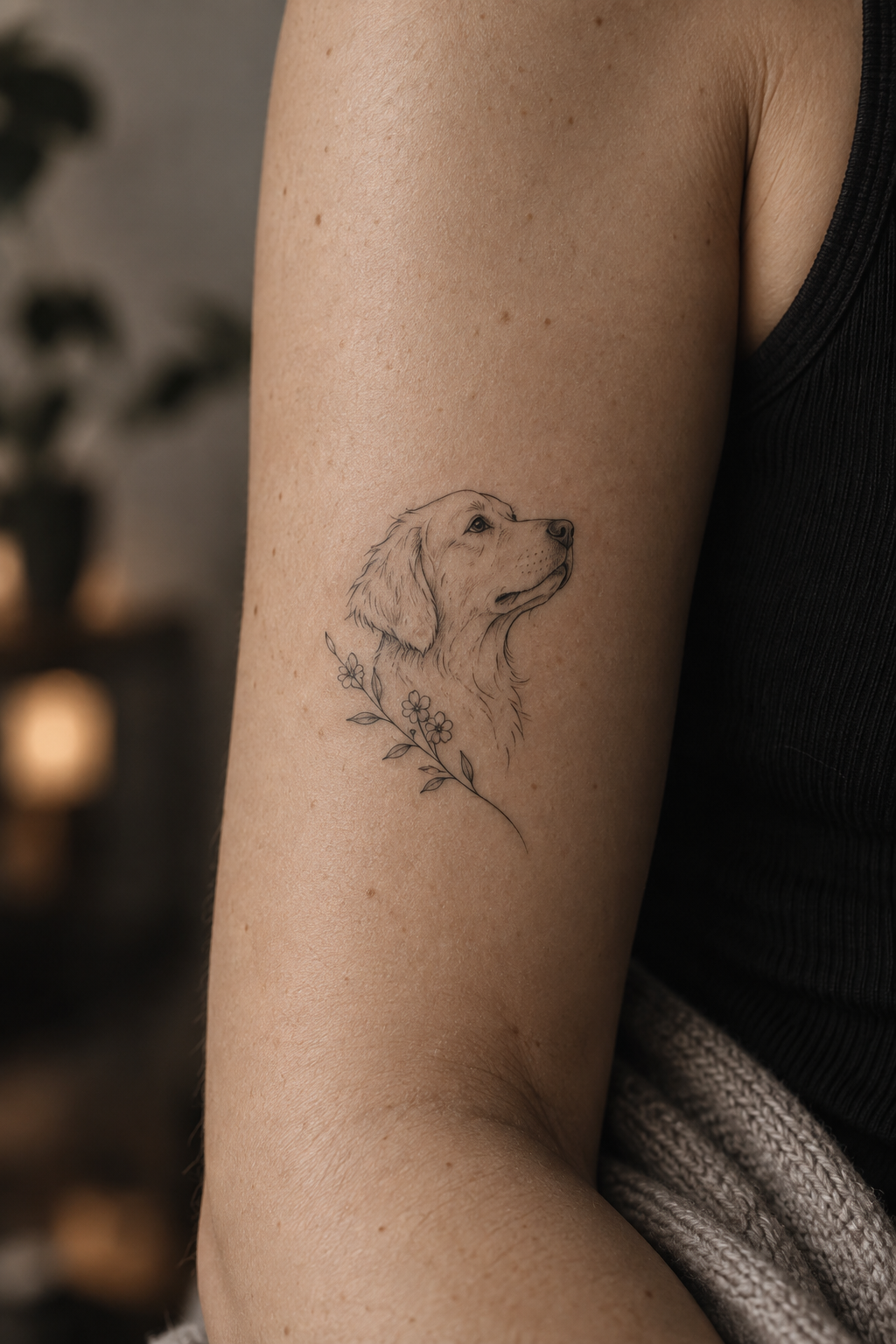Minimalist Pet Portraits small memorial tattoo idea