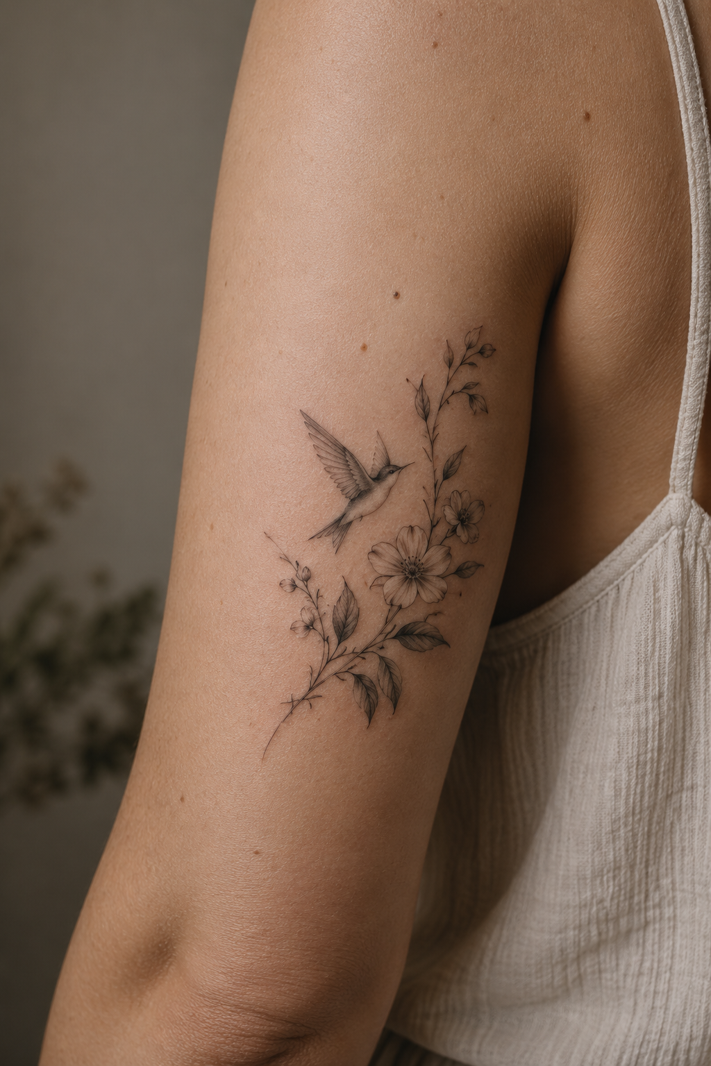 Delicate Floral Additions small memorial tattoo idea