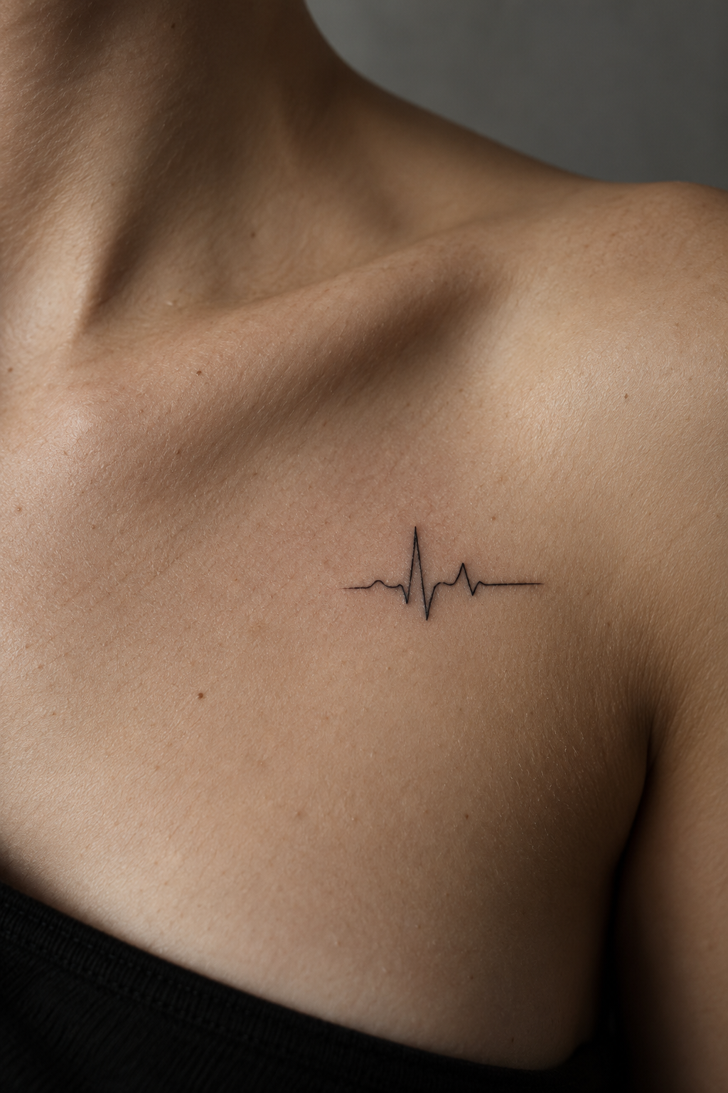 Simple Heartbeat Lines small memorial tattoo idea