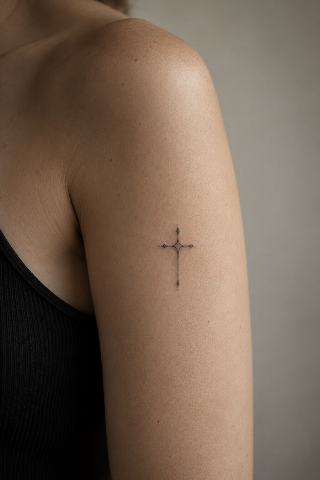 Minimalist Cross Designs small memorial tattoo idea