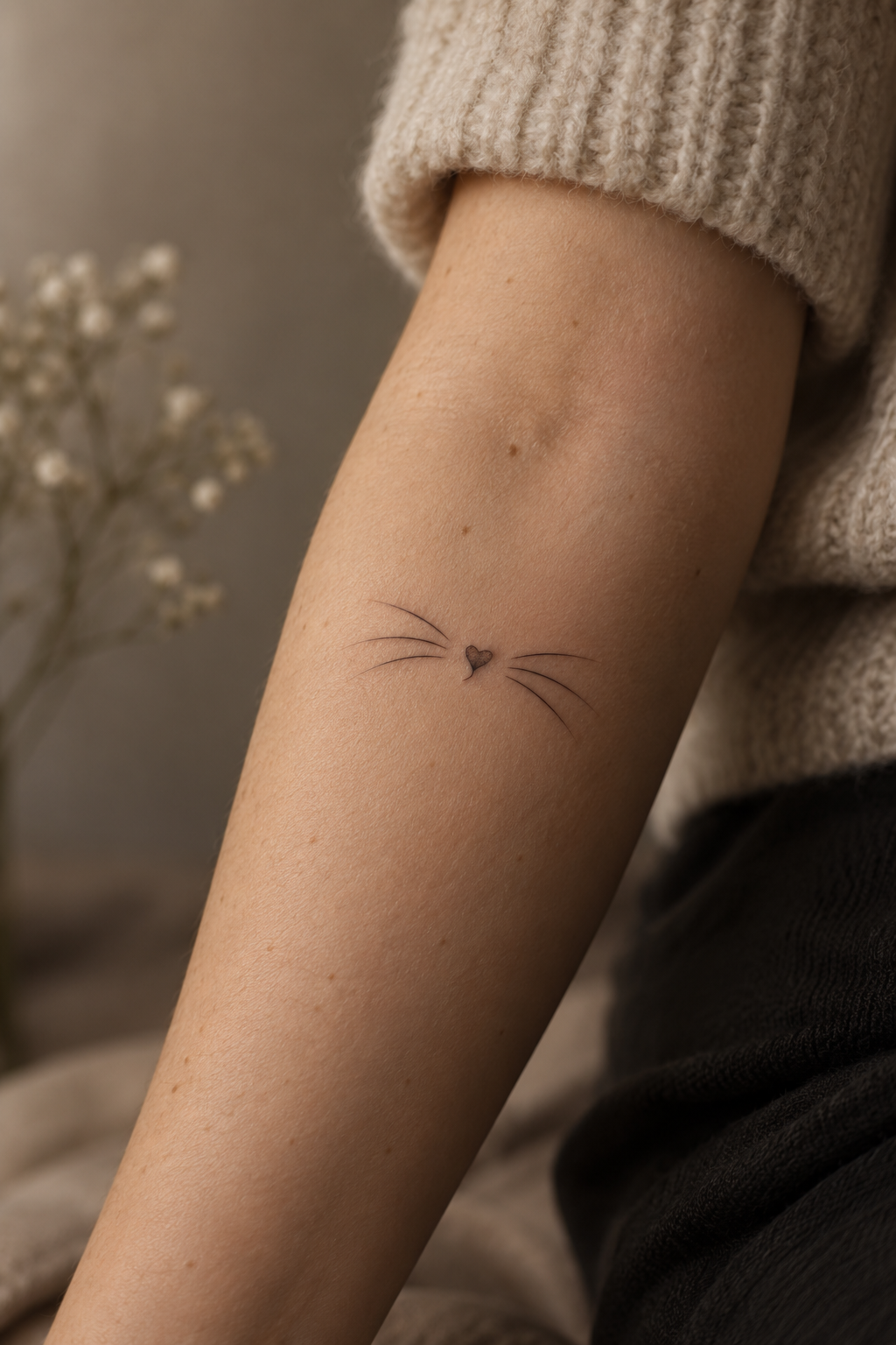Tiny Whiskers small memorial tattoo idea