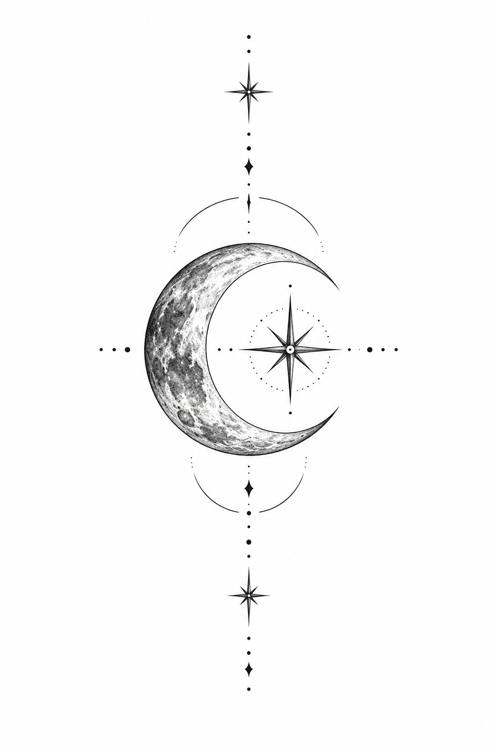 Small Celestial Symbol small realistic tattoo idea