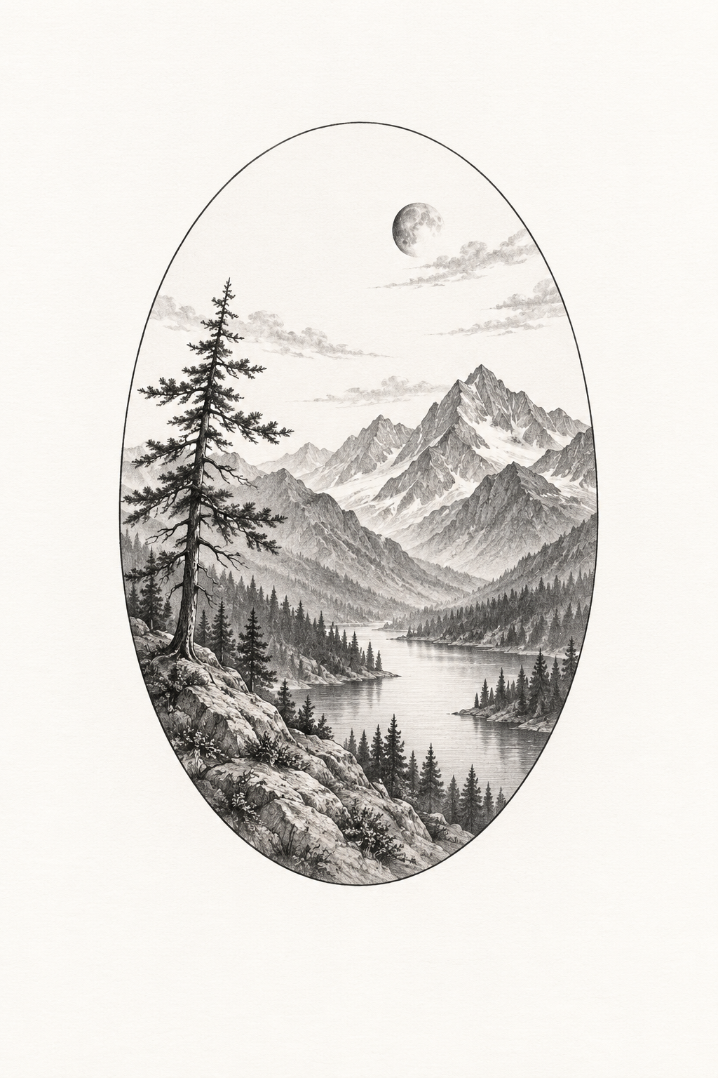 Miniature Landscape small realistic tattoo idea