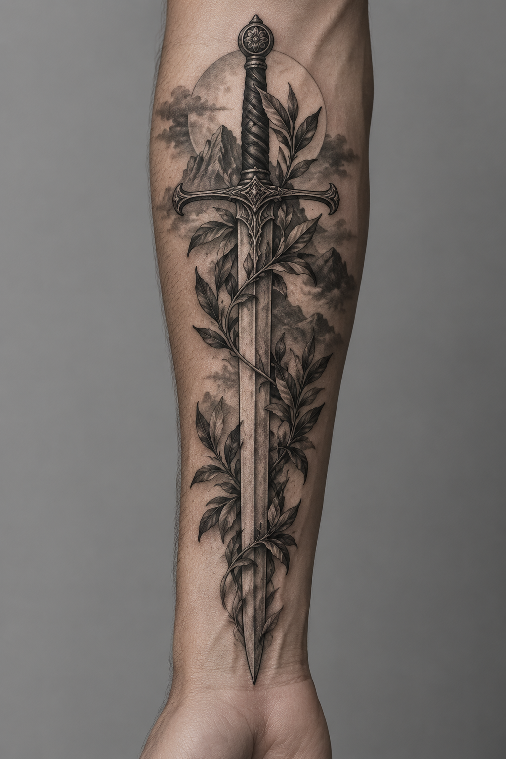 Sword along the forearm Armor of God tattoo