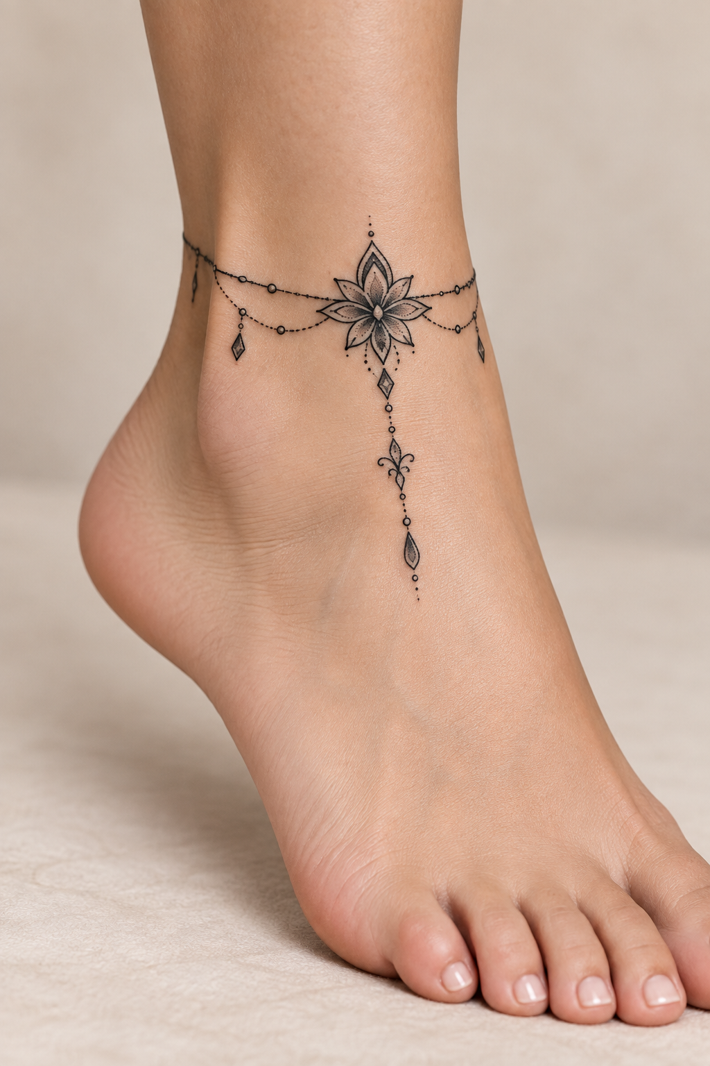 Small sandal ankle tattoo Armor of God tattoo